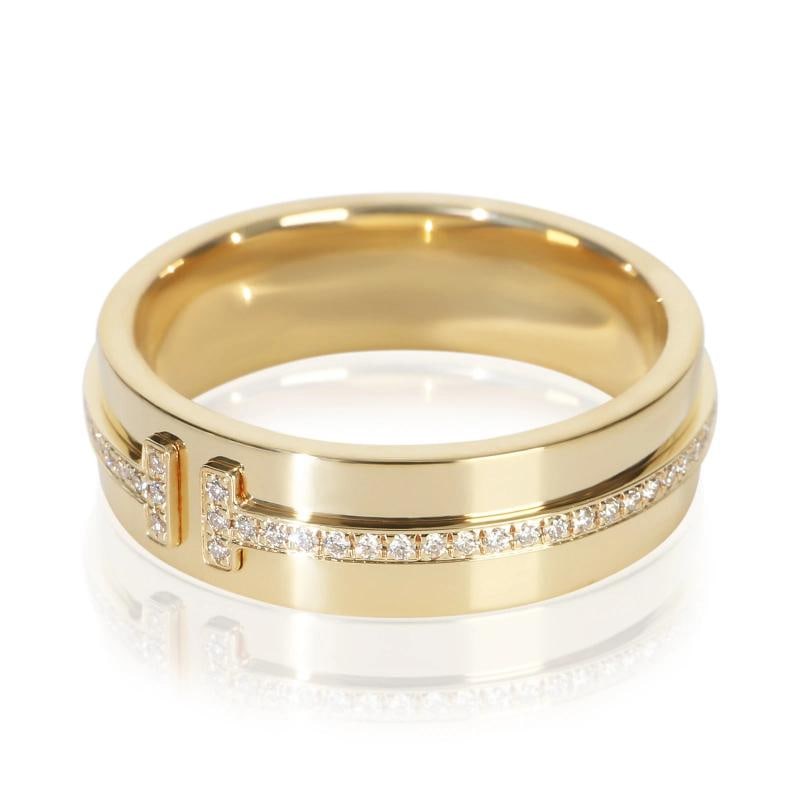 Tiffany & Co. Yellow Gold Diamond Tiffany T Wide Ring - 2