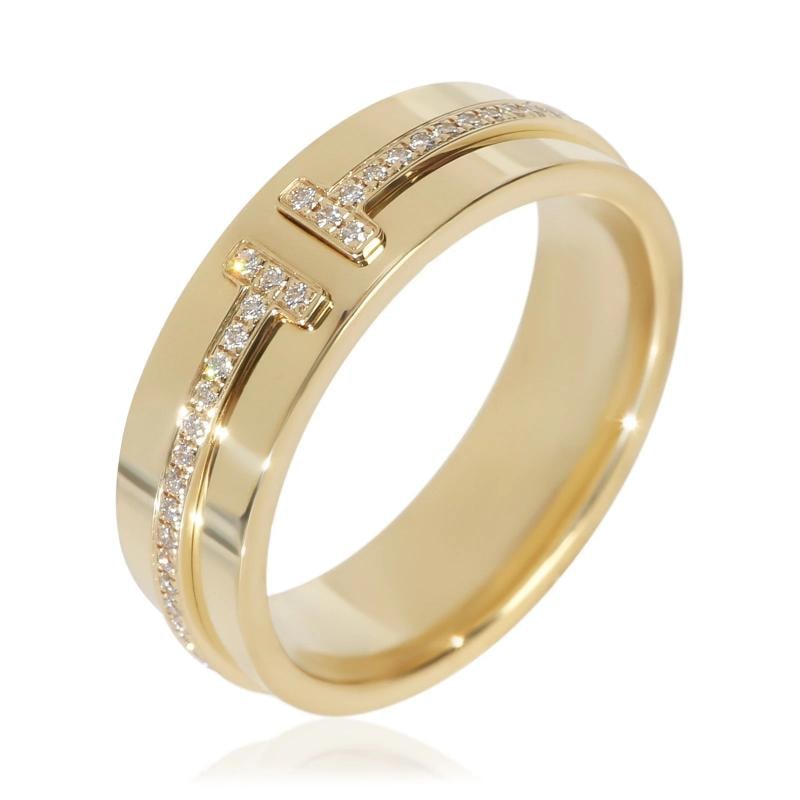 Tiffany & Co. Yellow Gold Diamond Tiffany T Wide Ring - 4