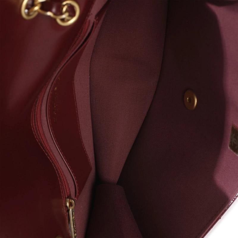 Chanel 25B Burgundy Quilted Patent Double Pocket Flap Bag - 2