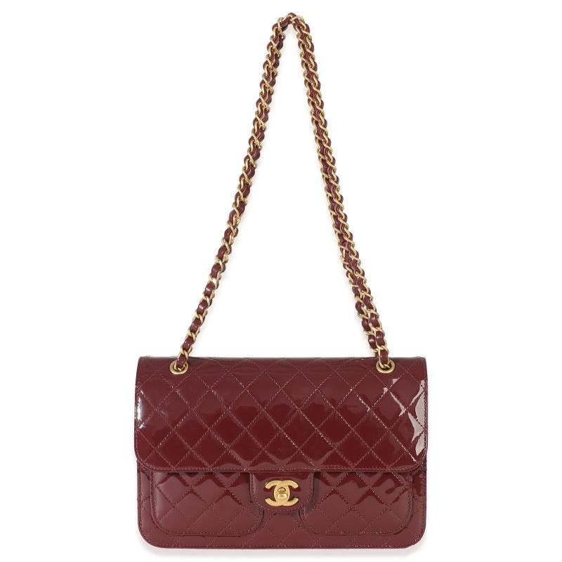 Chanel 25B Burgundy Quilted Patent Double Pocket Flap Bag - 6
