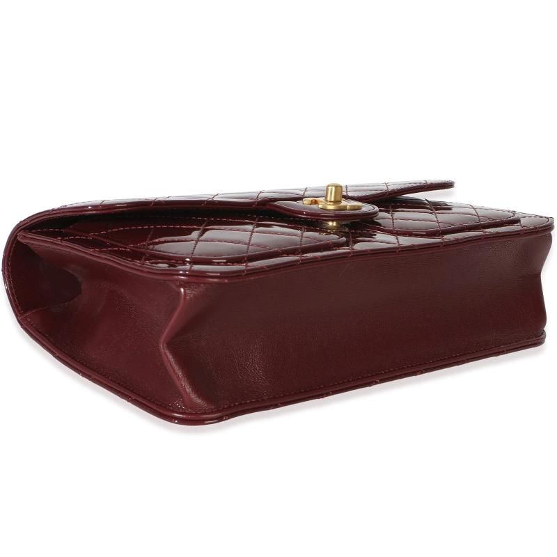 Chanel 25B Burgundy Quilted Patent Double Pocket Flap Bag - 8