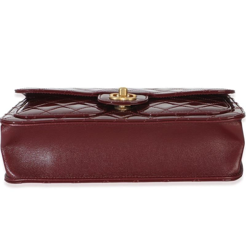 Chanel 25B Burgundy Quilted Patent Double Pocket Flap Bag - 9