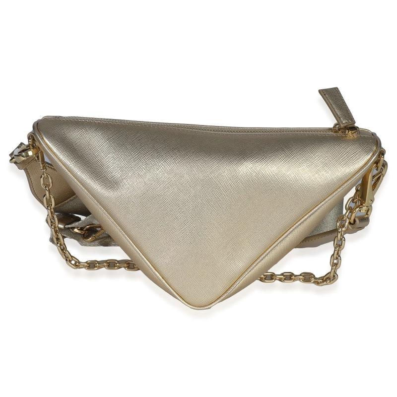 Prada Platino Gold Saffiano Lux Triangle Shoulder Bag - 7
