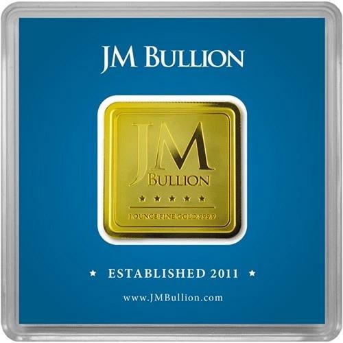 1 oz JM Bullion Square Gold Bar (New w/ Assay): Brand/Mint: Geiger Edelmetalle,Country of Origin: Germany,Precious Metal Content per Unit: 1 oz,Fineness: 0.999,Composition: Gold,Shape: Bar