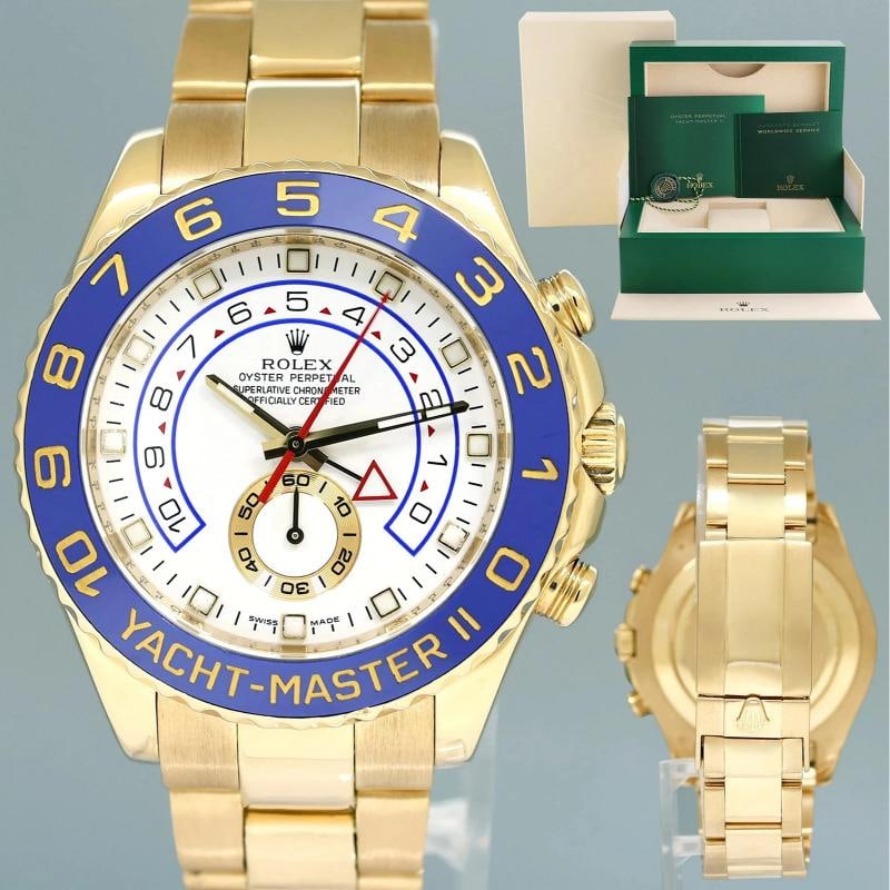 MINT Rolex Yacht-Master II 18k Yellow Gold 116688 44mm Regatta Blue Watch Box: Condition: Pre-owned - Excellent,Brand: Rolex,Department: Unisex Adults,Type: Wristwatch,Model: Yacht-Master,Reference Number: 116688,With Original Box/Packaging: Yes,With Papers: No,Customized: