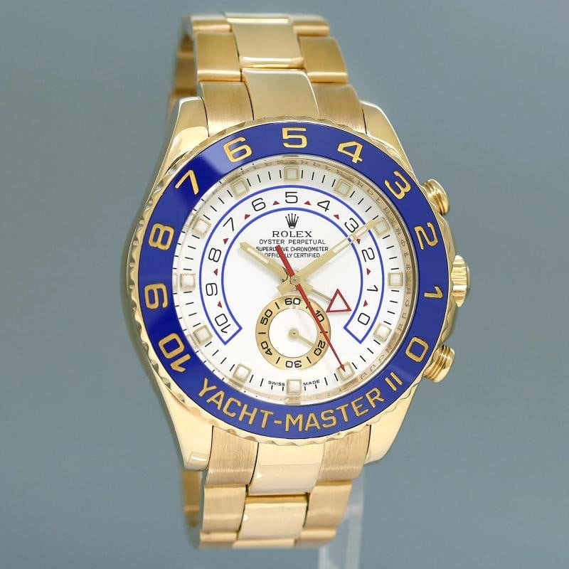 MINT Rolex Yacht-Master II 18k Yellow Gold 116688 44mm Regatta Blue Watch Box - 3