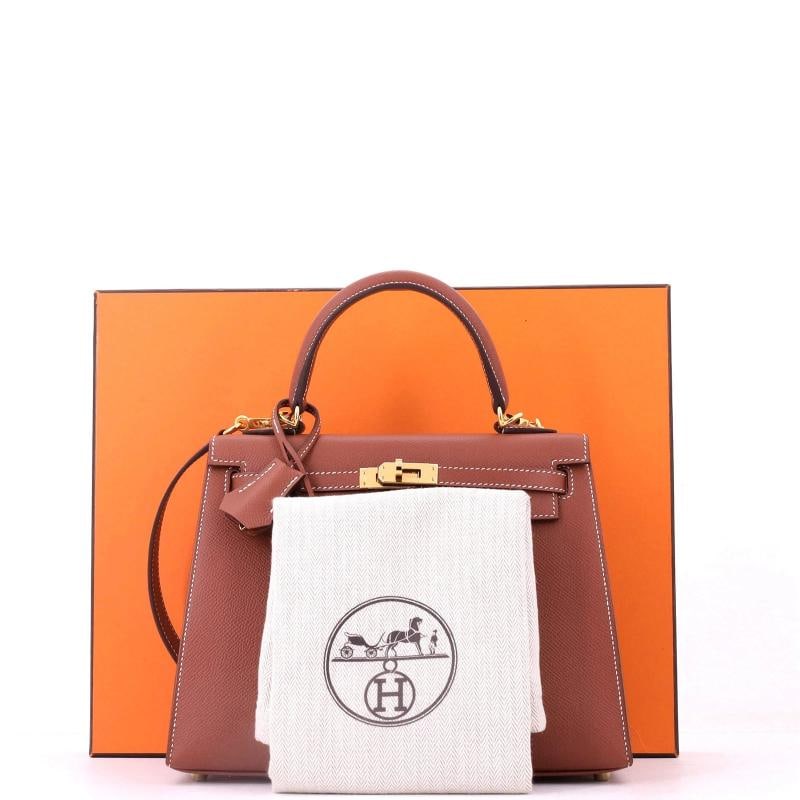 Hermes Kelly Handbag Brown Epsom with Gold Hardware 25 - 2