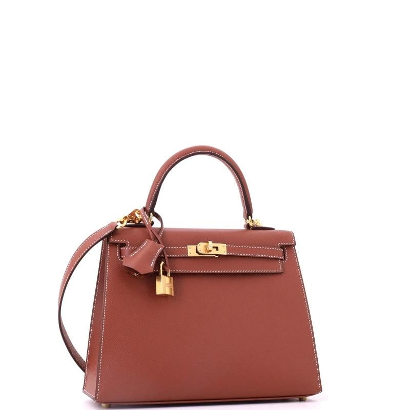 Hermes Kelly Handbag Brown Epsom with Gold Hardware 25 - 3