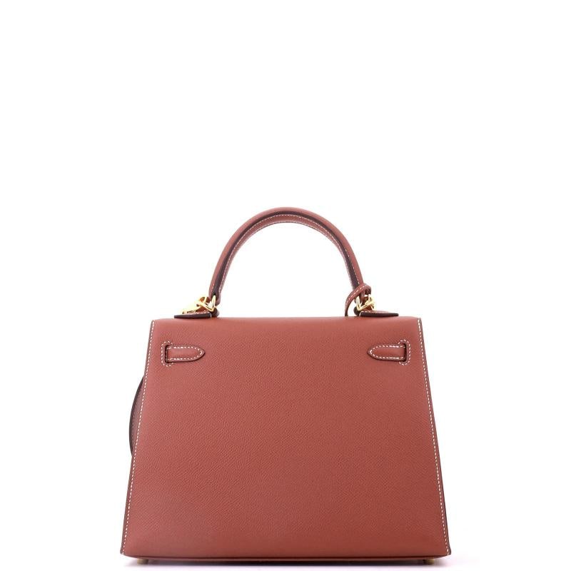 Hermes Kelly Handbag Brown Epsom with Gold Hardware 25 - 4