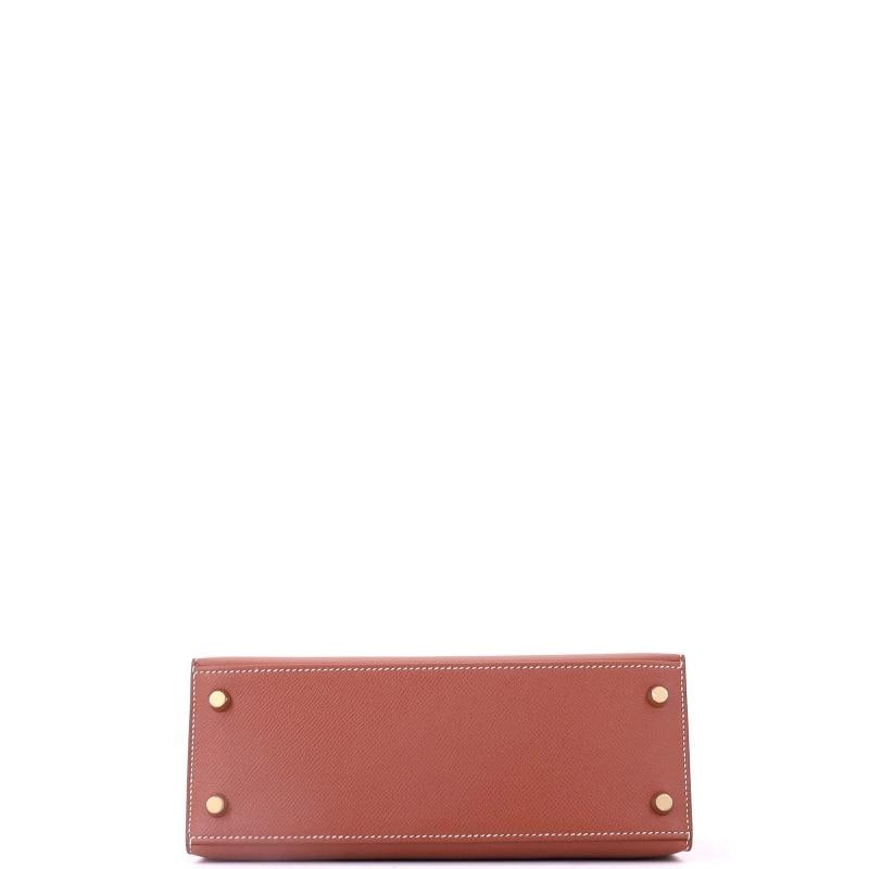 Hermes Kelly Handbag Brown Epsom with Gold Hardware 25 - 5