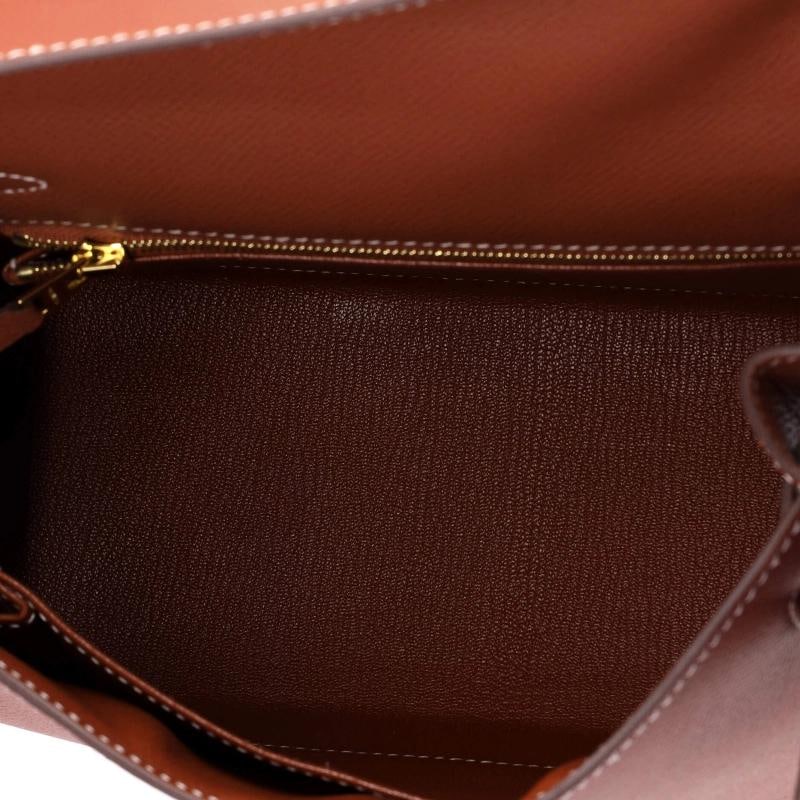 Hermes Kelly Handbag Brown Epsom with Gold Hardware 25 - 6