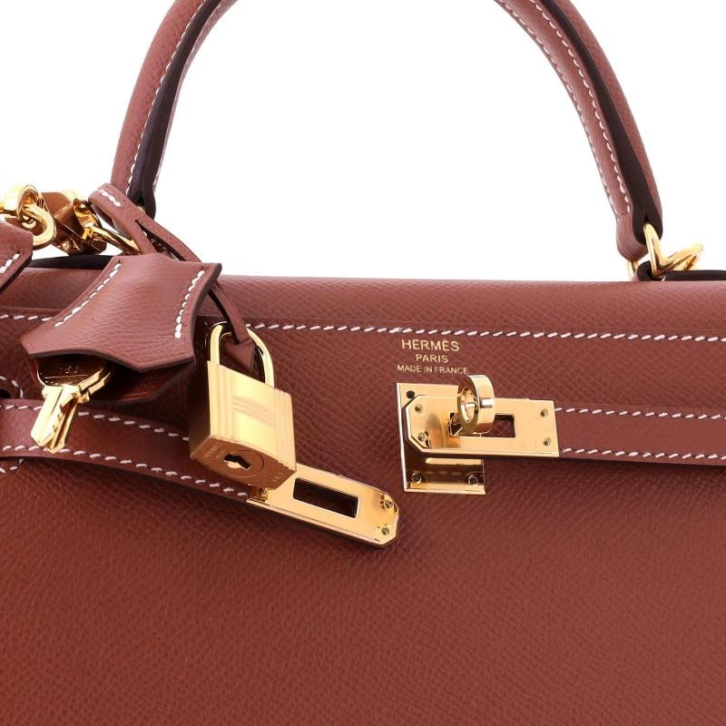 Hermes Kelly Handbag Brown Epsom with Gold Hardware 25 - 7