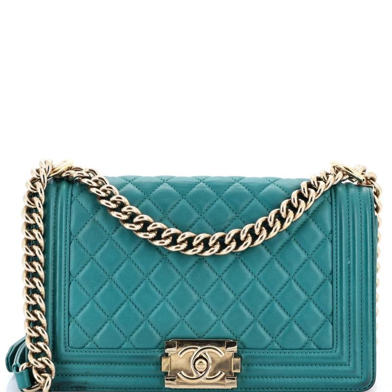Chanel Boy Flap Bag Quilted Lambskin Old Medium: Accessories: Authenticity Card Measurements: Handle Drop 11", Height 6", Width 10", Depth 3", Strap Drop 20" Condition: Pre-owned - Good,Brand: Chanel,Exterior Material: Leather,Style: Shoulder Bags,E