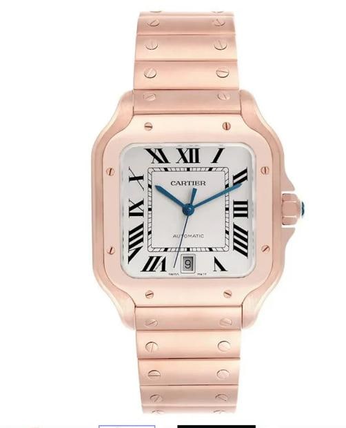 Cartier Santos WGSA0018 Complete 18k Rose Gold White Dial Auto Men's 40mm: Condition: Pre-owned - Good: This item has been gently used but is in good condition. It might have a few signs of wear, like light scratches or tarnishing. All imperfections should be shown and