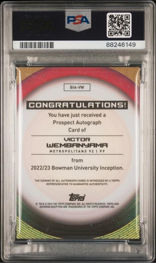 Victor Wembanyama 2022 Bowman U Inception Auto #VW (PSA 10 Auto 10) - 2