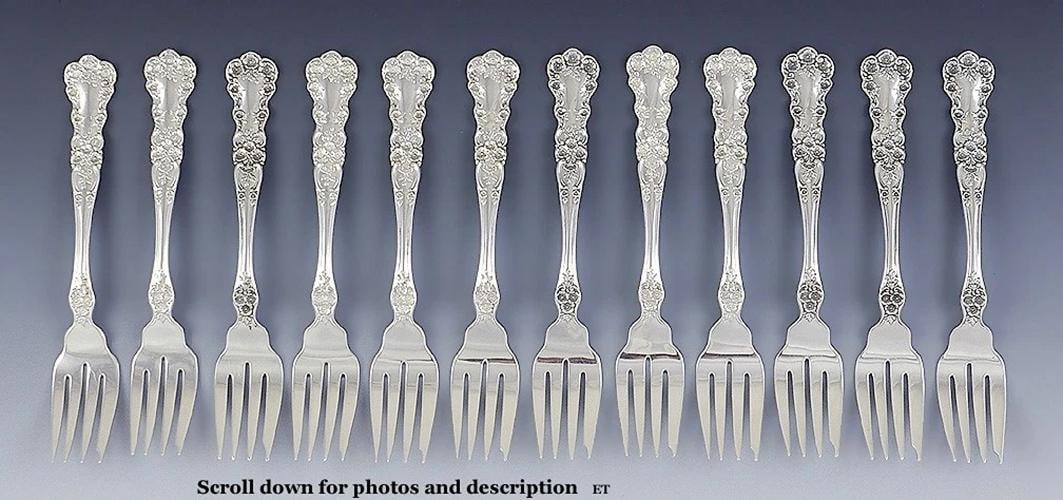 12 Antique Gorham Buttercup 1899 Sterling Silver Forks 6 1/4" (1 of 4)
