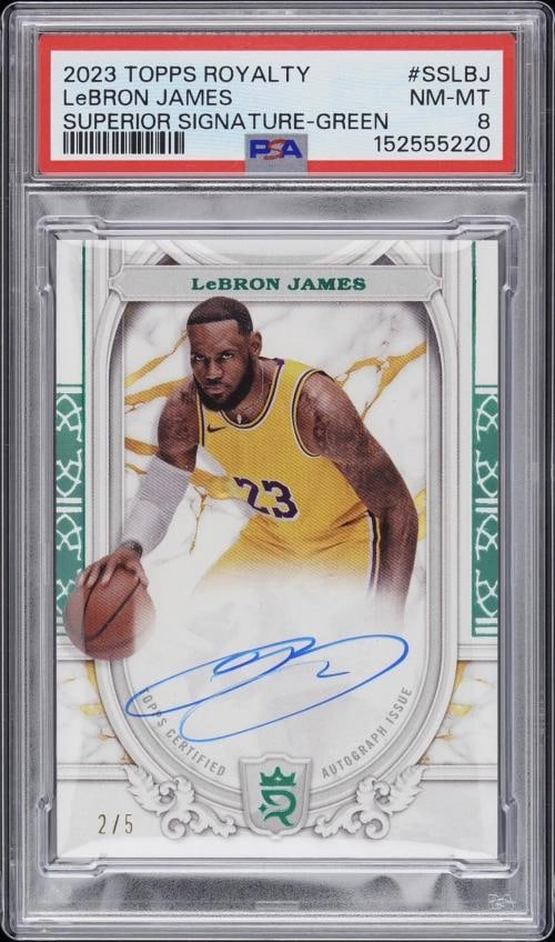 LEBRON JAMES 2023 Topps Royalty Superior Signature Green Auto /5 #SSLBJ (PSA 8) (1 of 2)