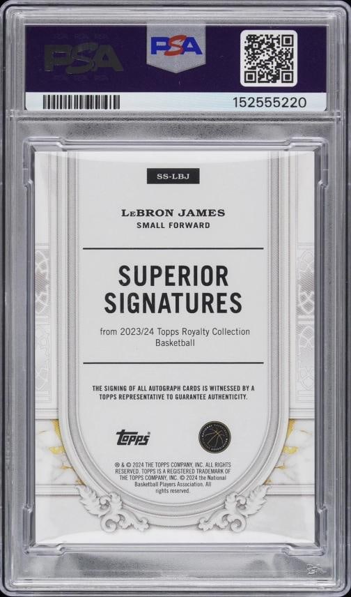 LEBRON JAMES 2023 Topps Royalty Superior Signature Green Auto /5 #SSLBJ (PSA 8) - 2