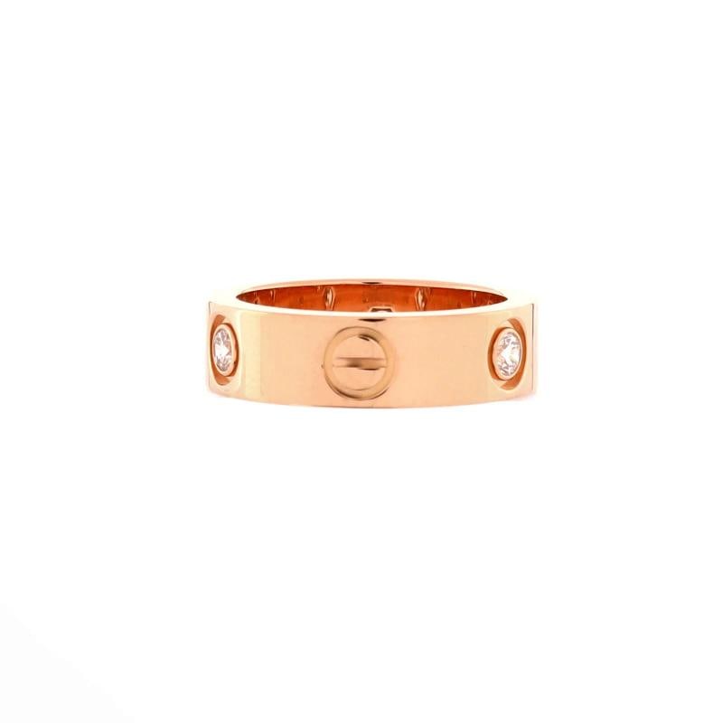 Cartier Love 3 Diamonds Band Ring 18K Rose Gold with Diamonds - 3