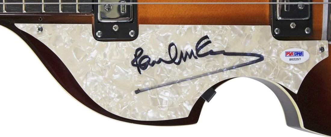 PAUL MCCARTNEY SIGNED Left Handed Hofner Violin Bass Guitar THE BEATLES (PSA LOA) - 2
