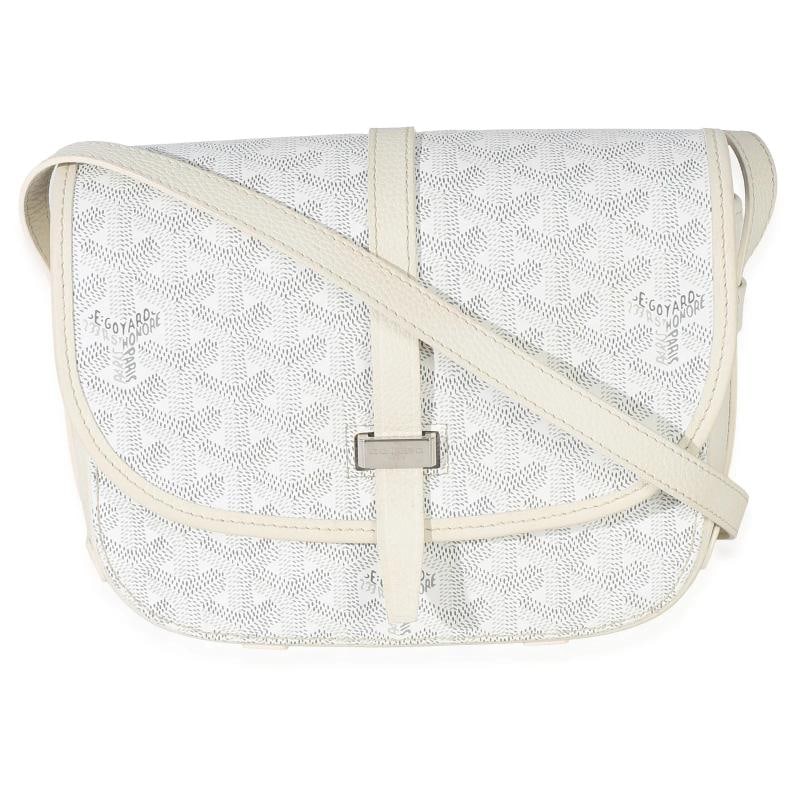 Goyard White Goyardine Canvas Belvedere II PM: Condition: Pre-owned - Good,Dimensions: 7.75 x 6.5 x 2.5,Handbag Accessories: Dustbag,Bag Width: 7.75 in,Bag Depth: 2.5 in,Bag Height: 6.5 in,Department: Unisex,Style: Shoulder Bag,Material: Canvas,Co