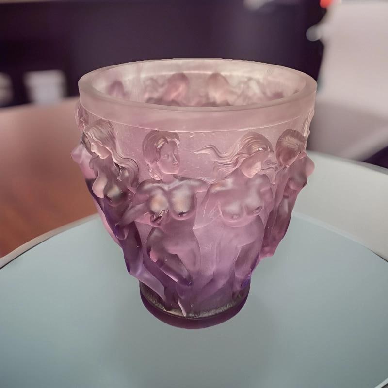 Xl Lalique Style Purple Crystal Vase Heavy Art Glass H10Ã¢â‚¬Â  (1 of 12)