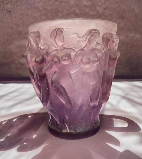 Xl Lalique Style Purple Crystal Vase Heavy Art Glass H10Ã¢â‚¬Â  - 2