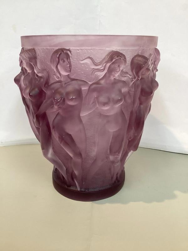 Xl Lalique Style Purple Crystal Vase Heavy Art Glass H10Ã¢â‚¬Â  - 6