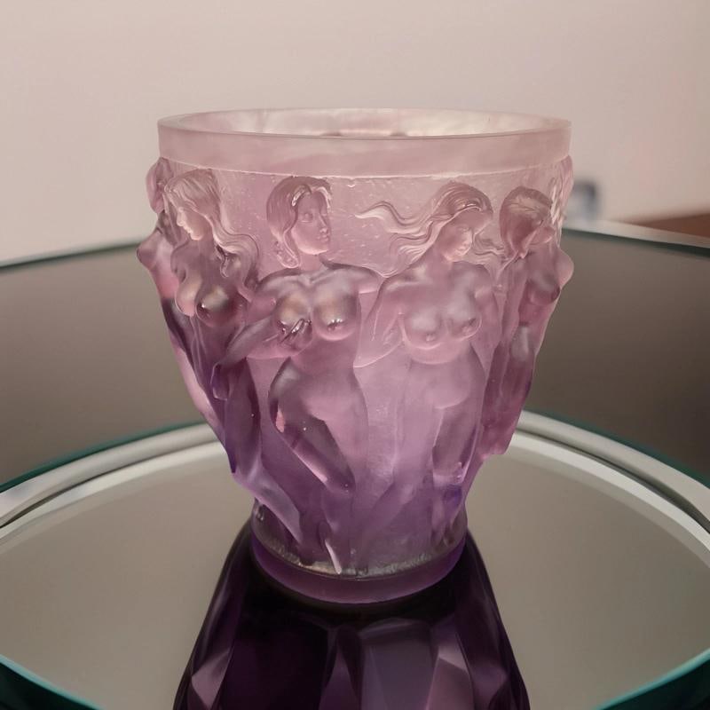 Xl Lalique Style Purple Crystal Vase Heavy Art Glass H10Ã¢â‚¬Â  - 7