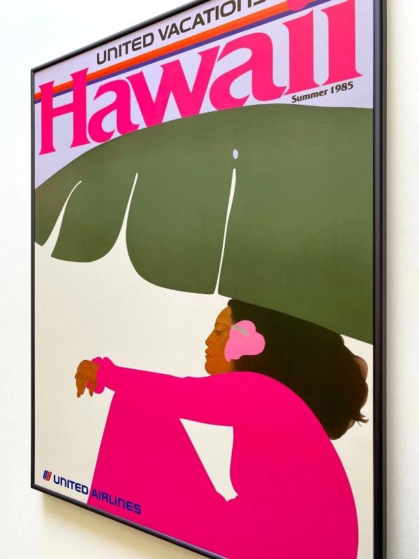 PEGGE HOPPER RARE 1985 UNITED AIRLINES LITHO PRINT FRAMED HAWAII TRAVEL POSTER THIS PEGGE HOPPER ... - 10