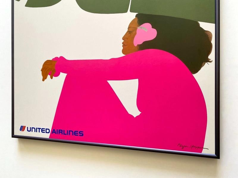 PEGGE HOPPER RARE 1985 UNITED AIRLINES LITHO PRINT FRAMED HAWAII TRAVEL POSTER THIS PEGGE HOPPER ... - 12