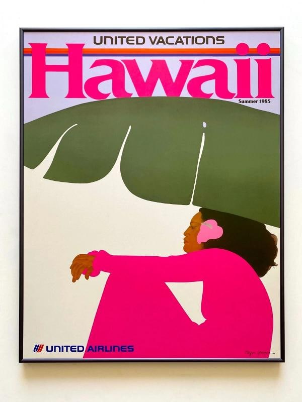 PEGGE HOPPER RARE 1985 UNITED AIRLINES LITHO PRINT FRAMED HAWAII TRAVEL POSTER THIS PEGGE HOPPER ...: Condition: Used,Unit of Sale: Single-Piece Work,Artist: Pegge Hopper,Size: Large (up to 60in.),Signed: No,Color: Multi-Color,Title: " Summer 1985 ",Material: Paper,Framing: Framed,Original/Licensed Re