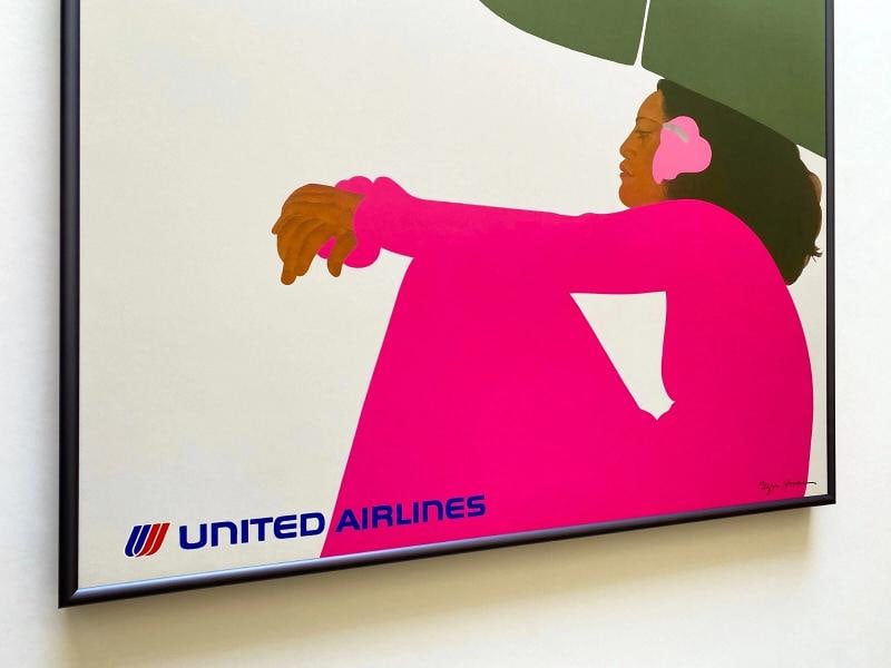 PEGGE HOPPER RARE 1985 UNITED AIRLINES LITHO PRINT FRAMED HAWAII TRAVEL POSTER THIS PEGGE HOPPER ... - 7