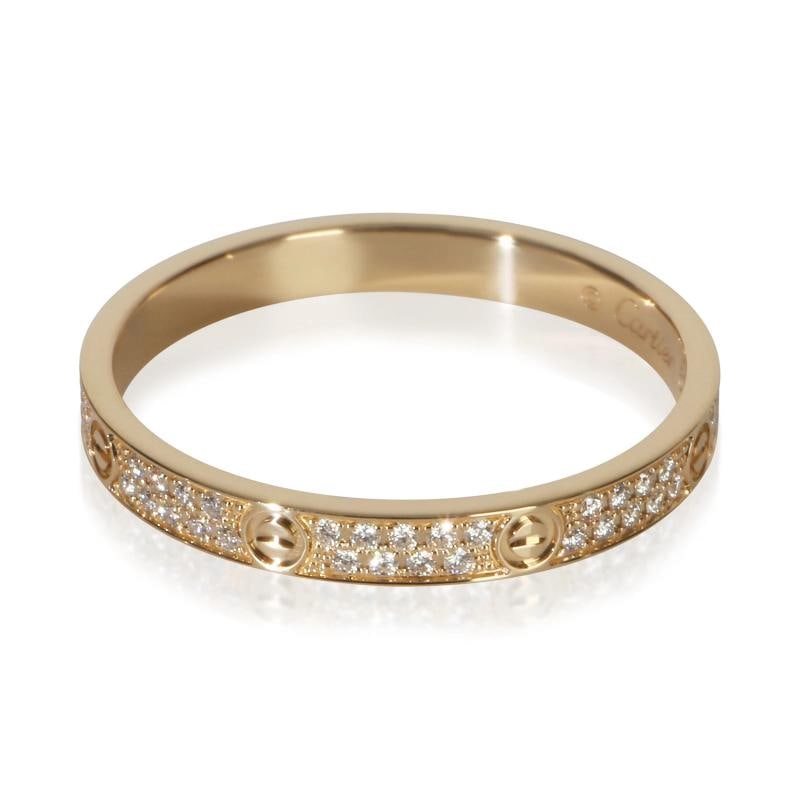 Cartier Yellow Gold Diamond Mini Pave Love Ring - 2