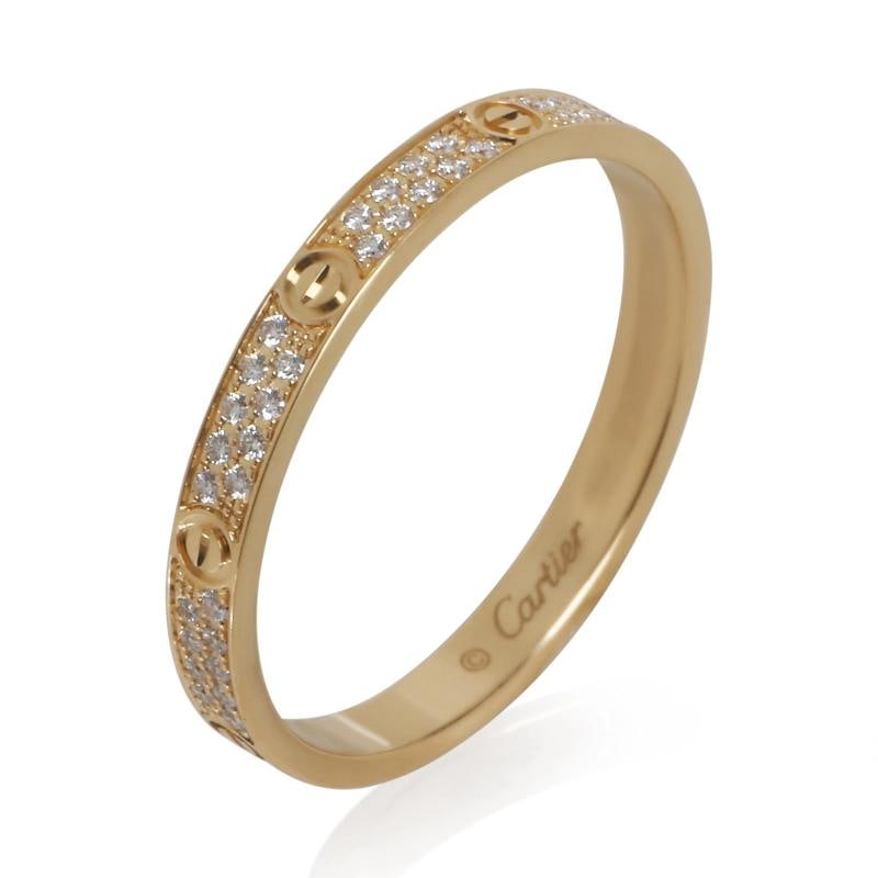 Cartier Yellow Gold Diamond Mini Pave Love Ring - 4