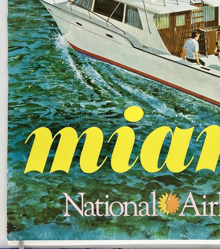 Original Vintage Poster MIAMI NATIONAL AIRLINES Airline Travel South Beach - 5