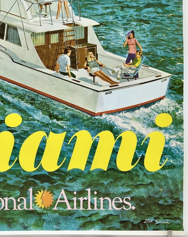 Original Vintage Poster MIAMI NATIONAL AIRLINES Airline Travel South Beach - 6