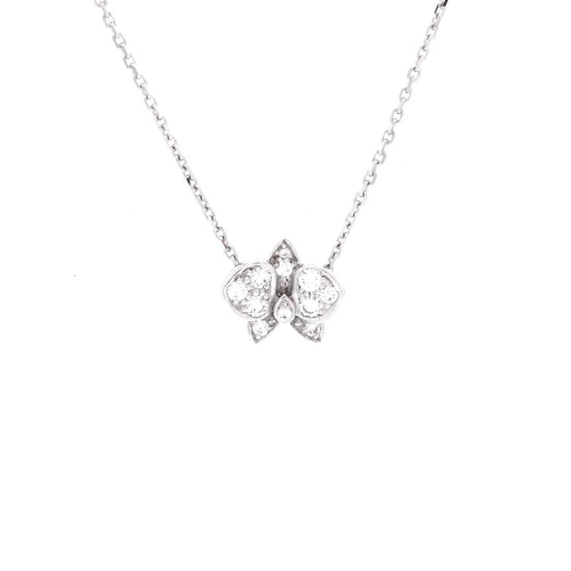 Cartier Caresse D'Orchidees Necklace 18K White Gold with Diamonds Small: Measurements: Length: 15.0 - 16.0 ", Pendant Length: 8.80 mm, Pendant Width: 9.55 mm . Condition: Pre-owned - Good,Brand: Cartier,Main Stone: Diamond,Metal: 18K White Gold,Metal Purity: 18K,Style: Nec