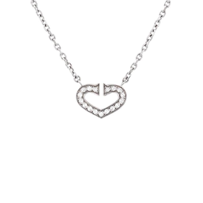 Cartier C Heart de Cartier Pendant Necklace 18K White Gold with Pave Diamonds: Measurements: Length: 15.50 ", Pendant Length: 9.20 mm, Pendant Width: 12.35 mm . Condition: Pre-owned - Good,Brand: Cartier,Main Stone: Diamond,Metal: 18K White Gold,Metal Purity: 18K,Style: