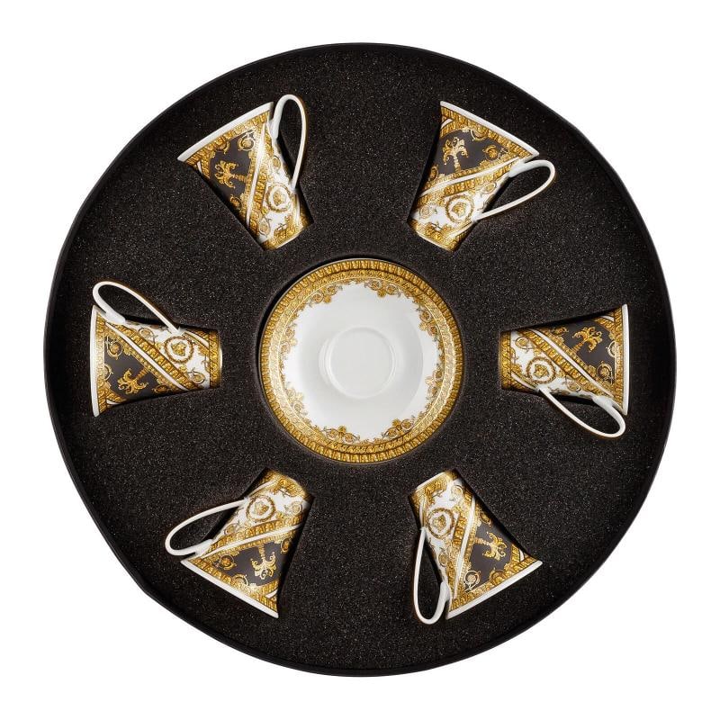 Versace Rosenthal I Love Baroque Set 6 Pcs Espresso Cup & Saucer-: Versace Rosenthal I Love Baroque Set 6 Pcs Espresso Cup & Saucer Material: Porcelain - Capacity: 0.09 l - Size: Height: 12.30 cm; Width: 37.10 cm; Length: 37.10 cm Product Sold and Shipped in Original