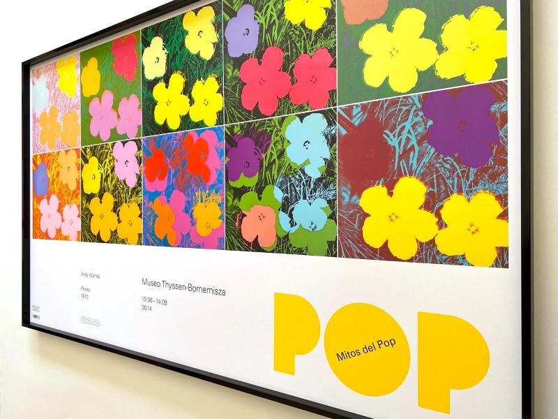 ANDY WARHOL FOUNDATION RARE FRAMED LARGE POP ART EXHIBIT POSTER " FLOWERS " 1970 - 11