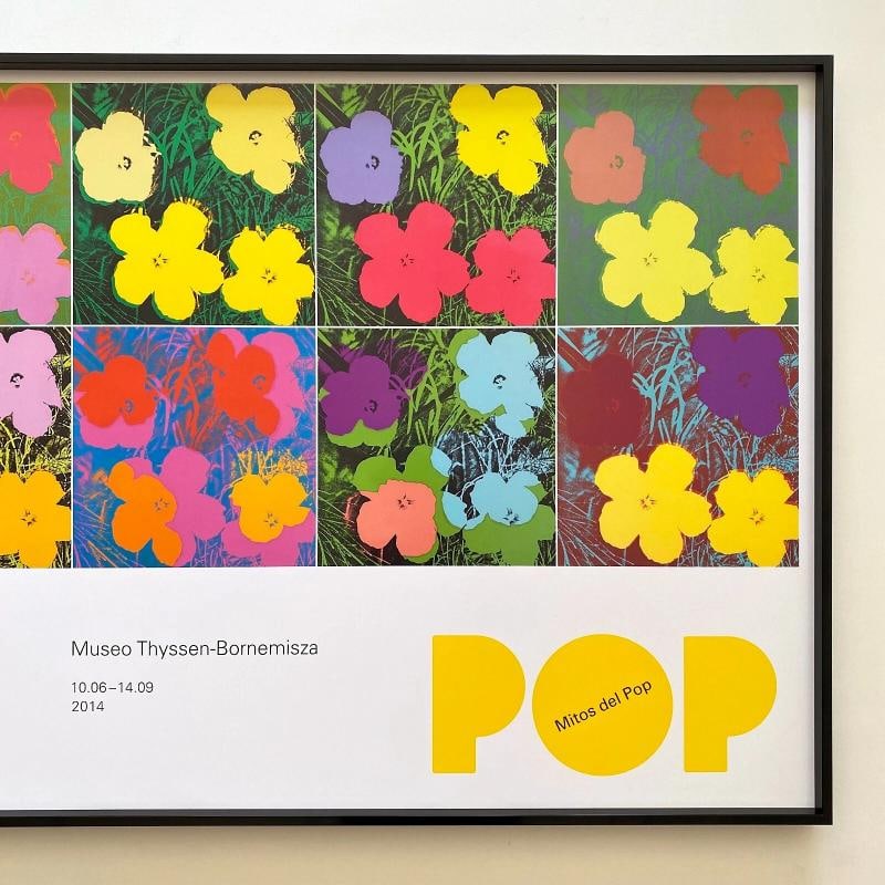 ANDY WARHOL FOUNDATION RARE FRAMED LARGE POP ART EXHIBIT POSTER " FLOWERS " 1970 - 3