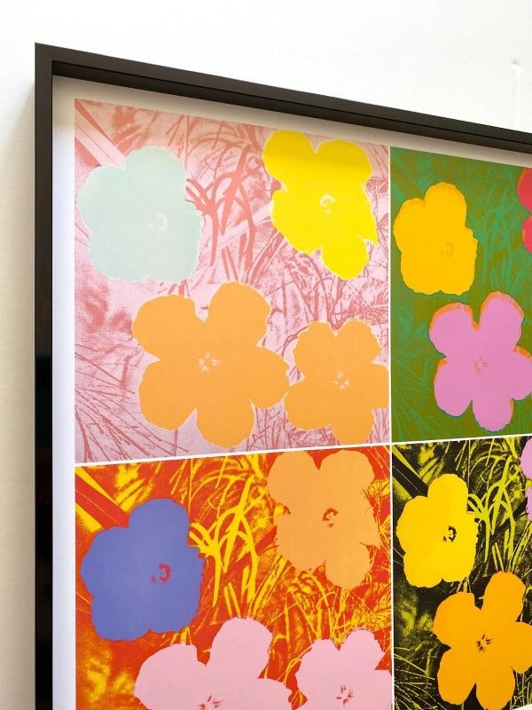 ANDY WARHOL FOUNDATION RARE FRAMED LARGE POP ART EXHIBIT POSTER " FLOWERS " 1970 - 4