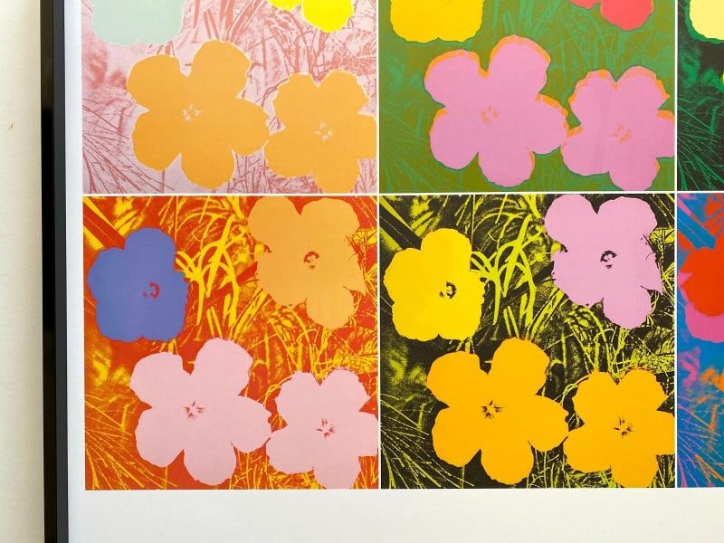 ANDY WARHOL FOUNDATION RARE FRAMED LARGE POP ART EXHIBIT POSTER " FLOWERS " 1970 - 5