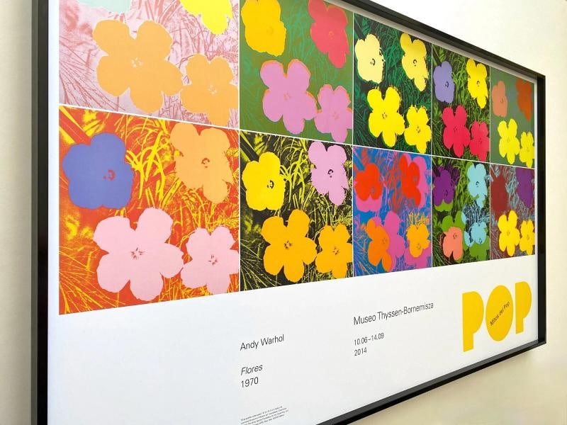 ANDY WARHOL FOUNDATION RARE FRAMED LARGE POP ART EXHIBIT POSTER " FLOWERS " 1970 - 6