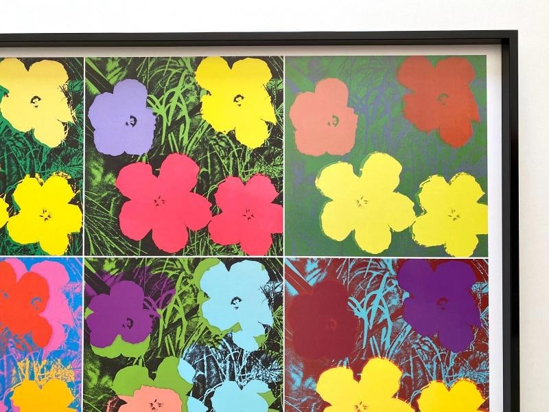 ANDY WARHOL FOUNDATION RARE FRAMED LARGE POP ART EXHIBIT POSTER " FLOWERS " 1970 - 9