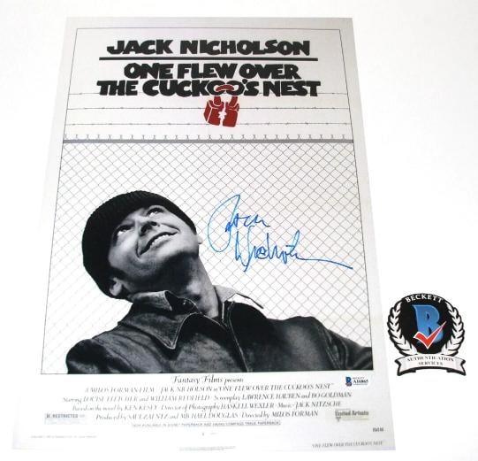 JACK NICHOLSON SIGNED 'ONE FLEW OVER THE CUCKOO'S NEST' MOVIE POSTER BECKETT COA (1 of 3)