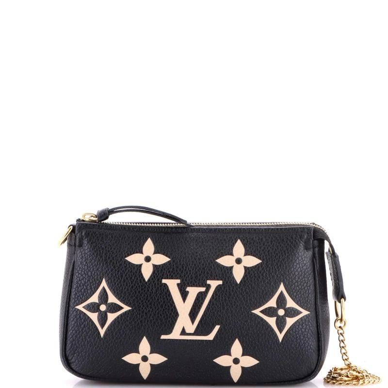 Louis Vuitton Pochette Accessoires Bicolor Monogram Empreinte Giant Mini: Condition: Pre-owned - Good,Brand: Louis Vuitton,Exterior Material: Leather,Style: Clutches,Exterior Color: Black,Department: Women,Size: Mini,Accessories: Dust Bag