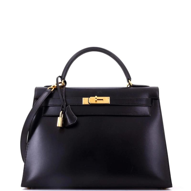 Hermes Kelly Handbag Black Box Calf with Gold Hardware 32 (1 of 8)