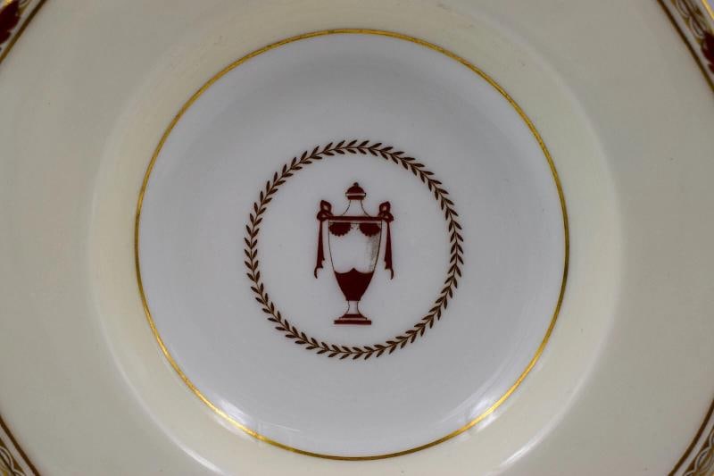 Set Of 12 Minton Gold/Burgundy Rim Soup Bowls - Circa 1920 Mint - 4
